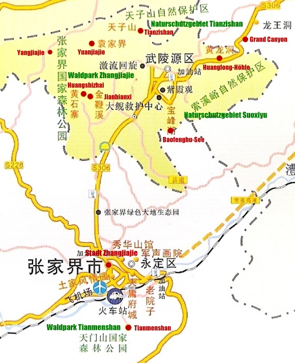 Landkarte Zhangjiajie-Nationalpark Landkarte Zhangjiajie-Nationalpark