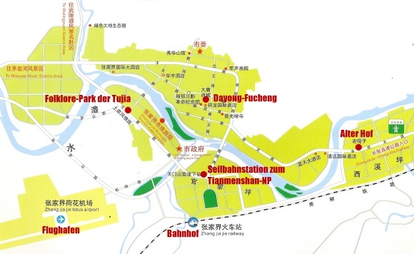 Stadtkarte Zhangjiajie Stadtkarte Zhangjiajie