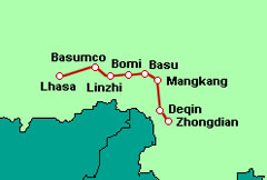 Überland von Shangri-La nach Tibet (Südroute)