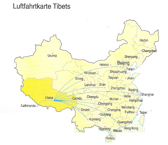 Flugverbindungen mit Tibet